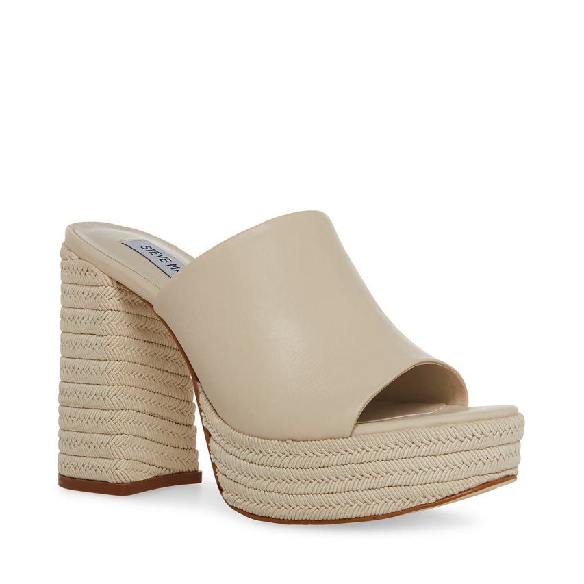 Mulas Steve Madden Darby Cuero Mujer Beige | ES TJE129